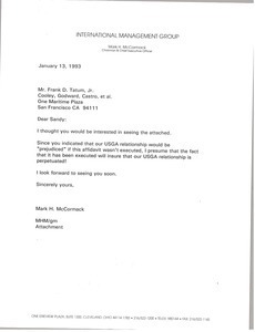 Letter from Mark H. McCormack to Frank D. Tatum