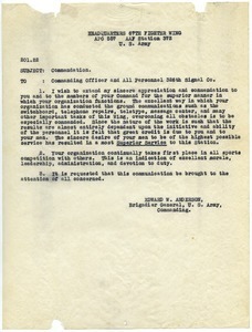 Memorandum from United States Army to Commanding Officer and 326th Signal Company