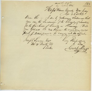 Letter from Caleb Sway to Joseph Lyman