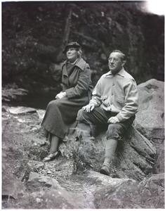 Thomas and Blanche Dreier, seated on a rock
