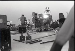 Hollywood Speedway Rock Festival: unidentified band in concert: view from rear of stage