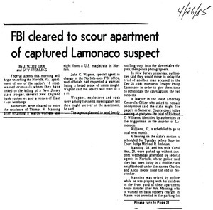 FBI cleared to scour apartment of captured Lamonaco suspect