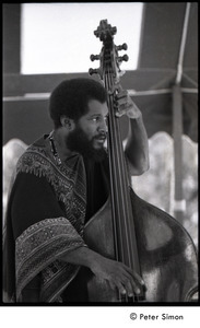 Victor Gaskin, bass player with the Cannonball Adderley Sextet, performing at Jackie Robinson's jazz concert