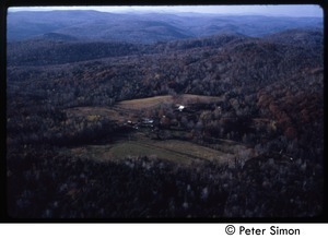 Aerial view of Tree Frog Farm commune