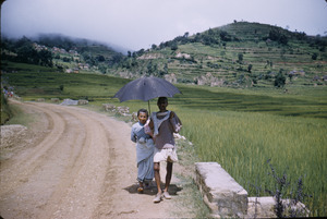Couple on road in rural Nepal