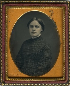 Emily A. Scott: half-length studio portrait, seated, facing the camera