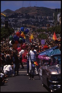 Crowd of marchers in the San Francisco Pride Parade