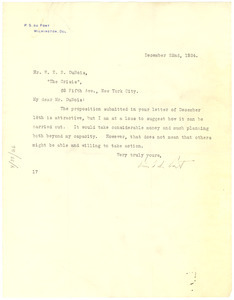 Letter from Pierre S. Du Pont to W. E. B. Du Bois