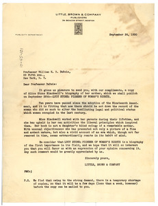 Letter from Little, Brown and Company to W. E. B. Du Bois