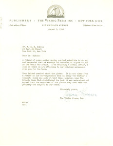 Letter from Viking Press to W. E. B. Du Bois