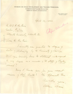 Letter from Allison Davis to W. E. B. Du Bois