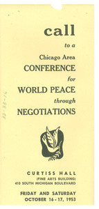 Call to a Chicago area conference for world peace through negotiations