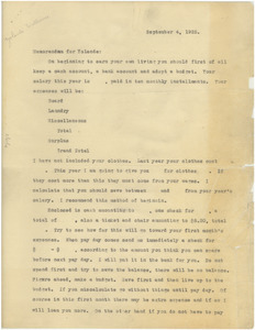 Memorandum from W. E. B. Du Bois to Yolande Du Bois
