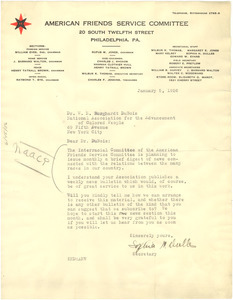 Letter from American Friends Service Committee to W. E. B. Du Bois