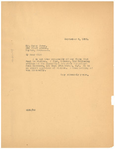Letter from W. E. B. Du Bois to Harry Jones