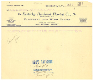 Receipt from the Kentucky Hardwood Flooring Co.