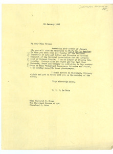 Letter from W. E. B. Du Bois to Cleveland Museum of Art