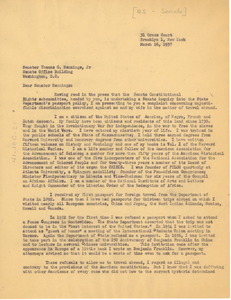 Letter from W. E. B. Du Bois to United States Senate