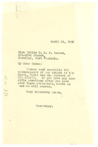 Letter from Crisis to Lillie R. E. J. Barnes