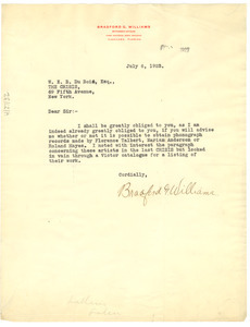 Letter from Bradford G. Williams to W. E. B. Du Bois