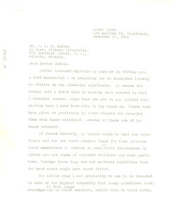 Letter from William A. Logan to W. E. B. Du Bois