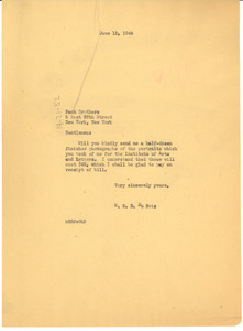 Letter from W. E. B. Du Bois to Pach Brothers