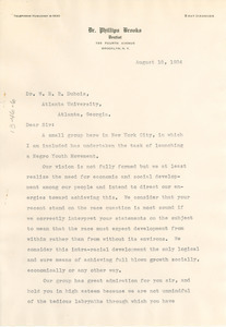 Letter from Phillips Brooks to W. E. B. Du Bois