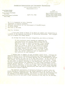 Letter from American Association of University Professors to W. E. B. Du Bois