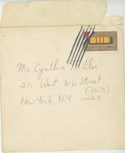 Letter from Toni Gutwirth to Cynthia Miller