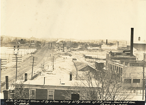 General southerly view along westerly side of railroad from Savin Hill Avenue