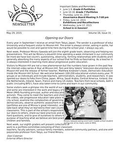 Mission Hill School newsletter, May 29, 2015