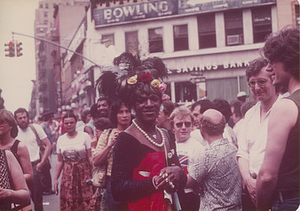 Marsha P. Johnson at the Christopher Street Liberation Day Parade 1977