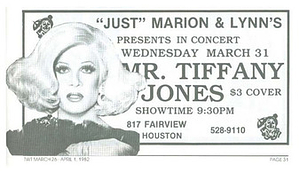 "Just" Marion & Lynn's Presents in Concert: Mr. Tiffany Jones