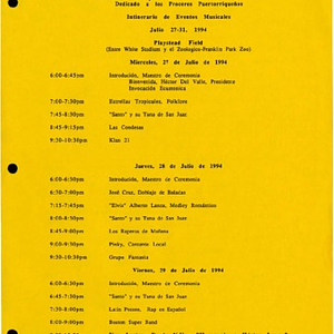 Festival Puertorriqueño de Massachusetts, Inc. 1994, dedicado a los Proceres Puertorriqueños