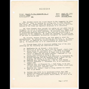 Minutes for community group meeting on April 26, 1966