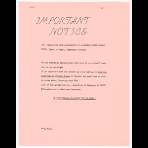 Letter from Byron Angel to Washington Park Association of Apartment House Owners (WAPAAHO) about meeting to be held June 2, 1964 at Freedom House