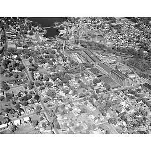 Center area, industrial buildings and residential area, Sanford, ME