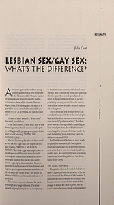 Lesbian Sex/Gay Sex What's the Difference
