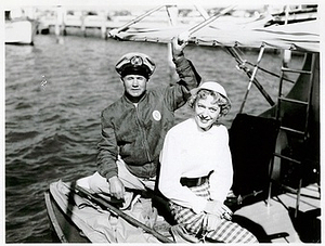 Christine Jorgensen and "Frank" Sit on a Boat