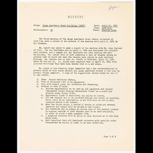 Minutes for Large Apartment House Buildings (LABS) meeting on April 21, 1964