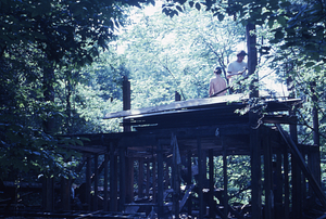 Moon House deconstruction in Moon Lot - Primmer Farm. Second floor being dismantled by Peter Jensen (Class of 1971) and Tom Hardie (Class of 1978).