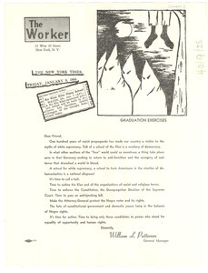 Circular letter from The Worker to W. E. B. Du Bois