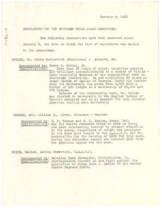 Memorandum from Walter White to the Spingarn Medal Award Committee