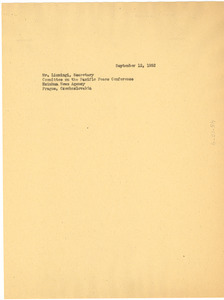 Telegram from W. E. B. Du Bois to Peace Conference of the Asian and Pacific Regions