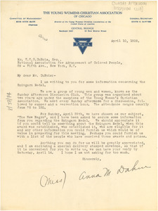 Letter from Sunday Afternoon Discussion Club to W. E. B. Du Bois