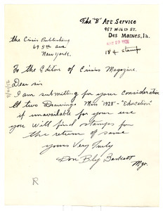 Letter from B Art Service to Editor of the Crisis