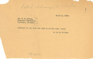 Telegram from W. E. B. Du Bois to R. R. Moton