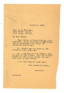 Letter from Crisis to Mrs. N. L. Phillips