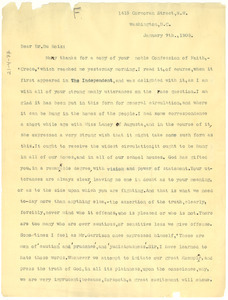 Letter from Francis J. Grimké to W. E. B. Du Bois