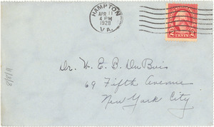 Letter from Louise A. Thompson to W. E. B. Du Bois